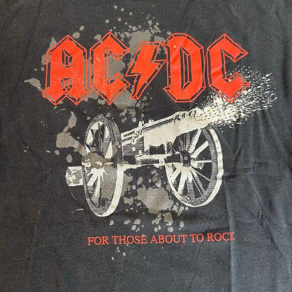 AC/DC Womens Black and Red Cannon For Those About To Rock T Shirt Size Small - Picture 3 of 3